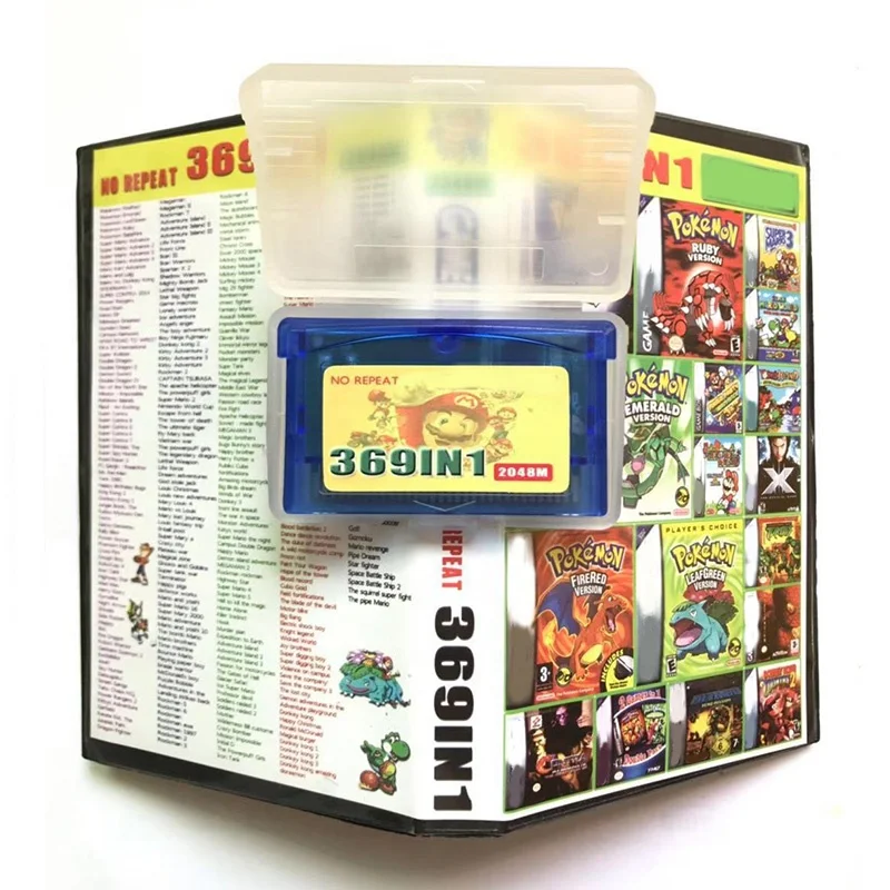 

Best Quality Multi Cart Cartridge FREE Protective Case other game accessories 369 In 1 game cards for GBA