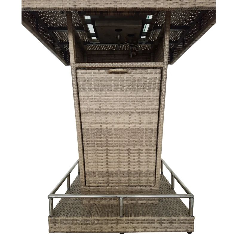 Outdoor Gas Fire Pit Bar Table Set Rattan Dinning Table Set Of 5pcs