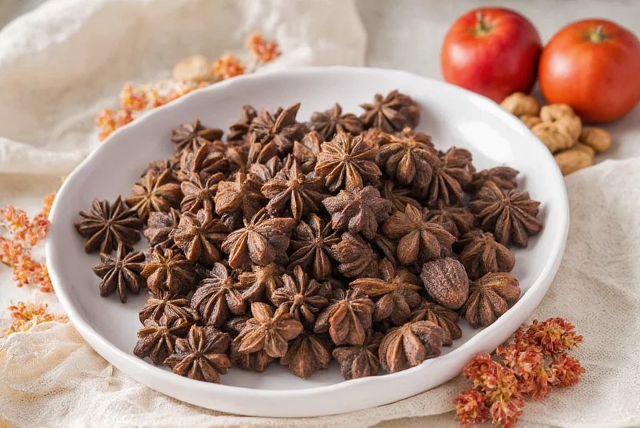 Whole star anise pods next to ground star anise in Walmart spice aisle
