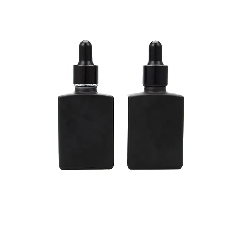 
popular ready to ship packaging dropper bottle frosted glass hair oil black 30ml bottle with dropper 1 oz square dropper bottle 