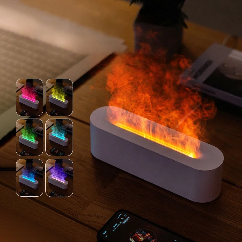 Portable Usb Colorful Flame Mini Diffuser 150ml Household Cool Mist Aroma Essential Oil Diffuser h2o air Fire flame Humidifier