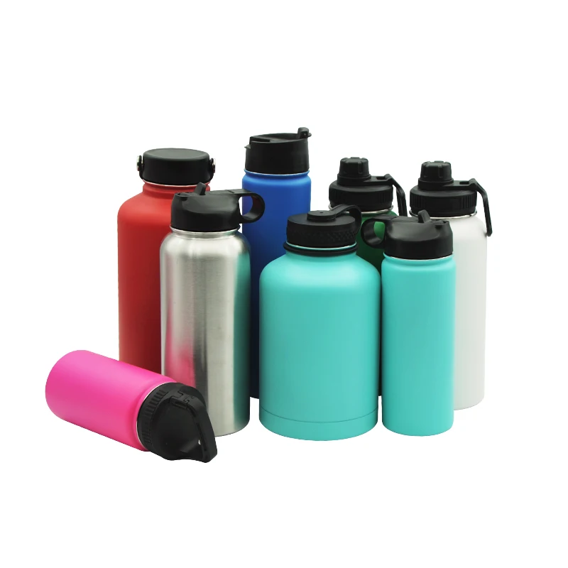 

customized sports bottle double walled vacuum sealed big water bottle vacuum flasks, Blue, black, white and custom pantone color