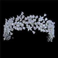 

RE3660 Shiny Zircon Flower Bridal Headband CZ stone Wedding tiara bridesmaid gift