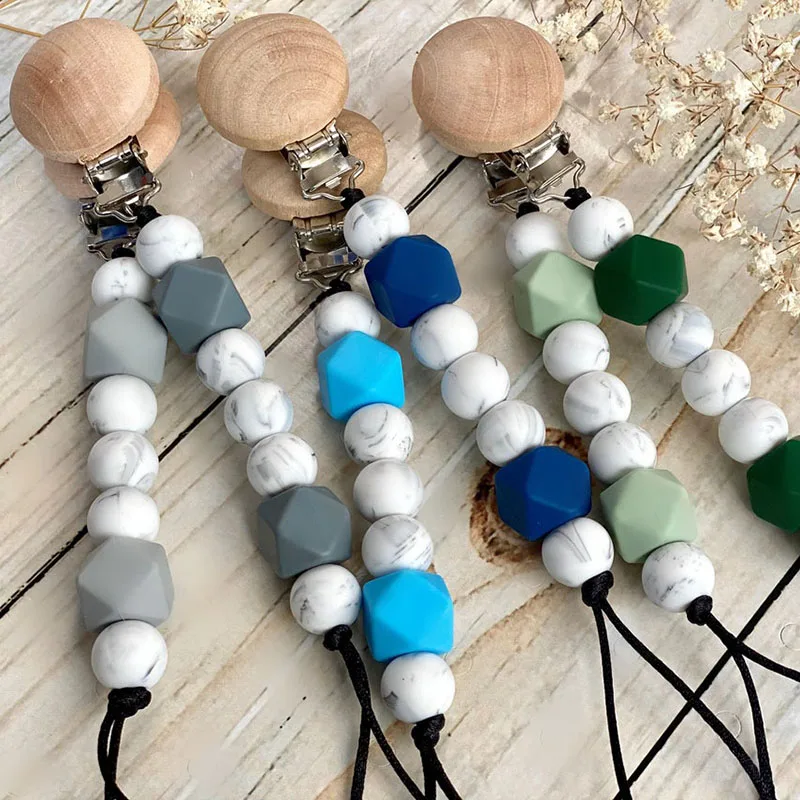 

High Quality Food Grade Chewable Silicone Beads Baby Pacifier chain Clip