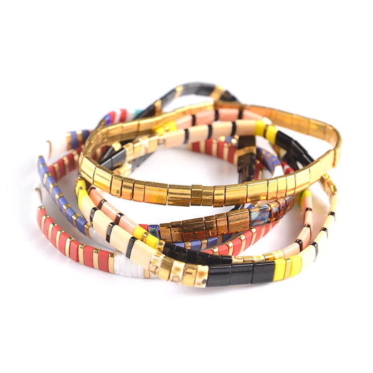 

New Arrival Bestseller Gold Tila Bracelet, Boho Jewelry For Men Friendship Miyuki Jewelry, Please check the color options