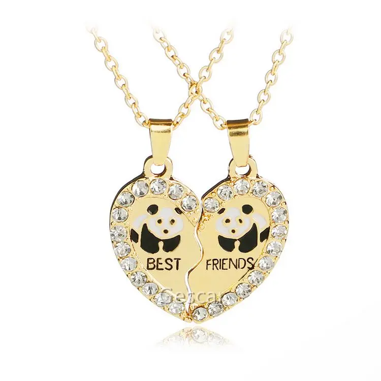 

HOT Best Friends Joining Together Necklace Panda Love Alloy Necklace Girlfriends Set Of Chains Pendant Necklace