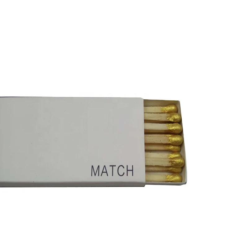 

Gold matches white stick gold tip safety match in matchbox custom printing