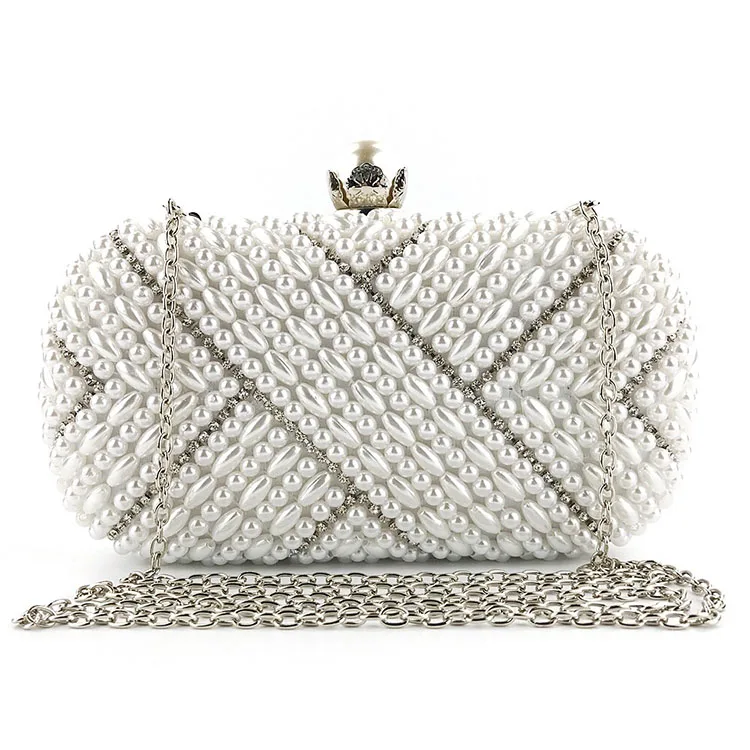 

fashion beaded evening bag are suitable for party bride wedding handmade bead bags, White