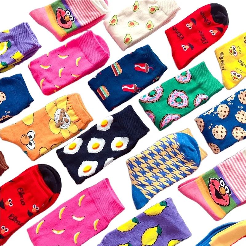 

2021 Funny medias Fruit food animal socks men women custom cotton calcetas corap calcetines animados stockings socks, Multi color