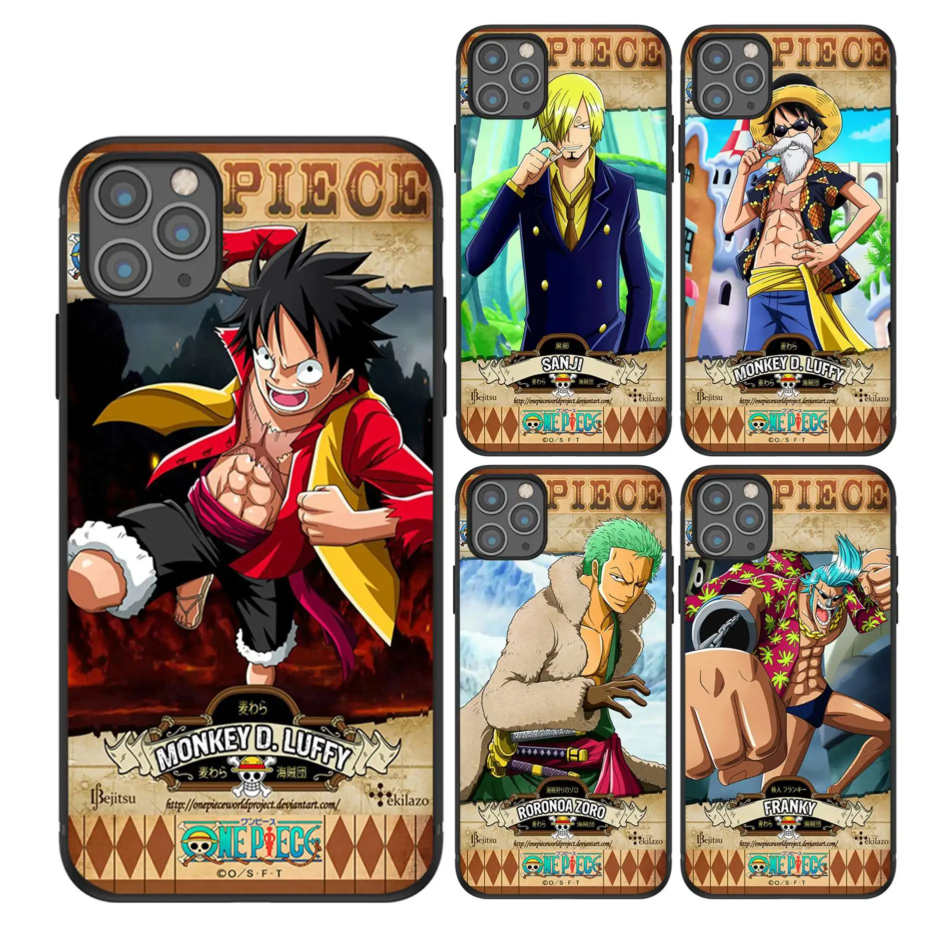 

One Piece Anime Luxury Black TPU Printed Phone Case for iphone 11 11pro 11pro max case and for samsung s8 s9 s10 case