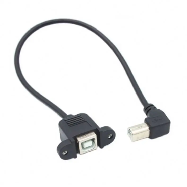 

USB 2.0 Type B Male to Female Printing Extension Cable USB Square Port 90 Elbow Printer Adapter Cable with Screw Fixing