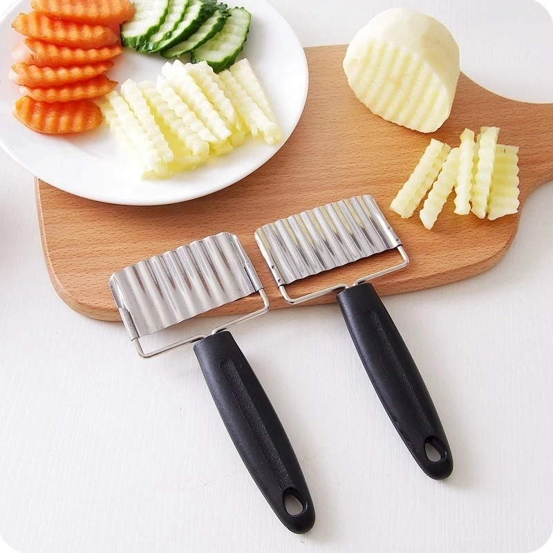 

Stainless Steel Potato Wavy Cutter French Fries Potatoes Chips Knife Vegetable Fruit Crinkle Carrot Slicer Kitchen Tools