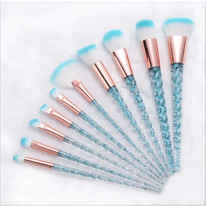 

10pcs Makeup Brushes Sets Foundation Powder Cosmetic Blush Eyeshadow Glitter Make Up Brush Tools, Blue, purple, clear, hot pink