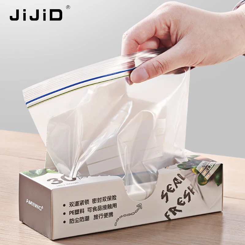 

JiJiD Reusable Food Fresh Bags Wraps Fridge Food Storage Containers Refrigerator Bag Kitchen zipper reclosable plastic bag