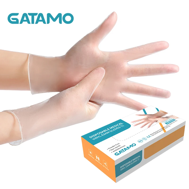 

CV1 Disposable Vinyl Gloves Powder Free transparent PVC gloves food grade service vinyl gloves