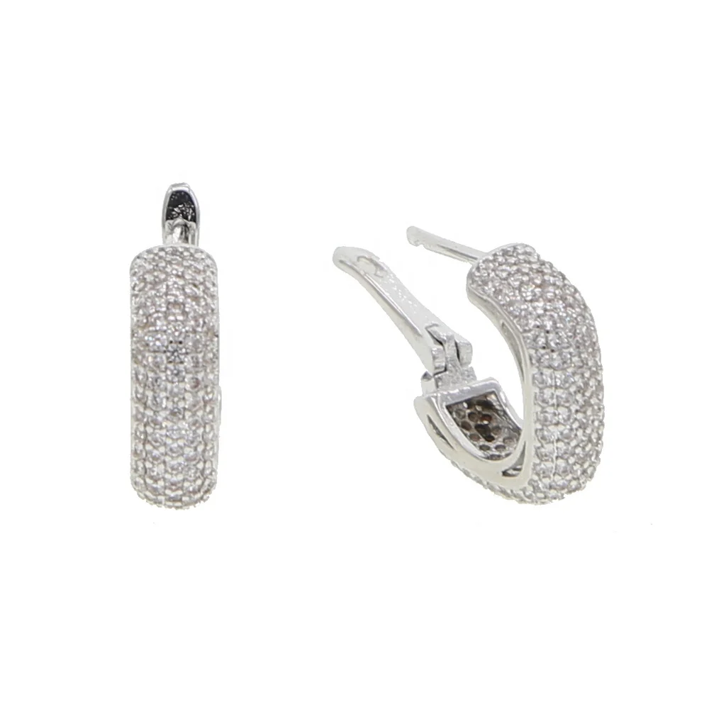 

Top quality custom unique geometric square hoop micro pave cubic zirconia Bling women jewelry hoop earring with cz
