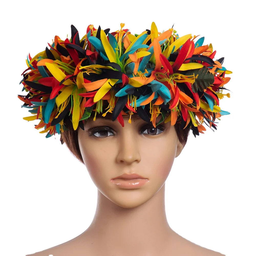 

Wholesale Factory Supplier HK00028-1 4Colors 64CM Artificial Silk Spider Lily Headband Haku Hawaii Dance Party Hula Girl Wear, Multi colors