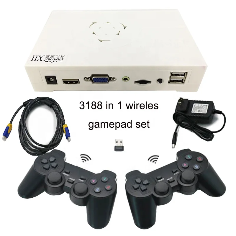 

Arcade pandora box 12 3188 in 1 joystick fighting stick set pc wireless controller gamepad, White and black