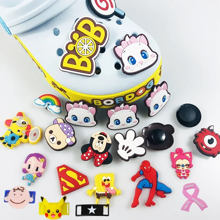 

High quality hole stock shoe buckle PVC custom shoe charms for croc kids