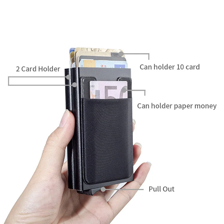 

Automatic Pop Up Wallet RFID Blocking Card Holder Metal Credit Card Wallet with Money Clip
