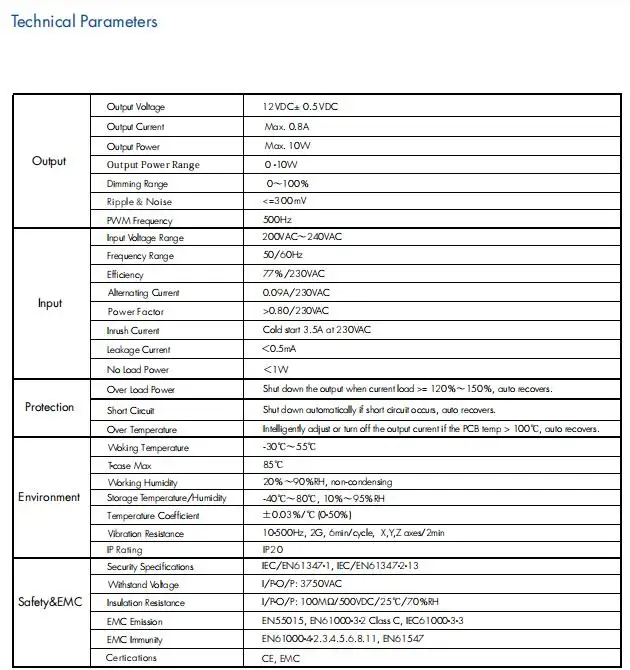 SKYDANCE TE-10-12 Triac Constant Voltage LED Driver  MR16 lamp dimmable  light dimmer 1 channel  for indoor LED lighting
