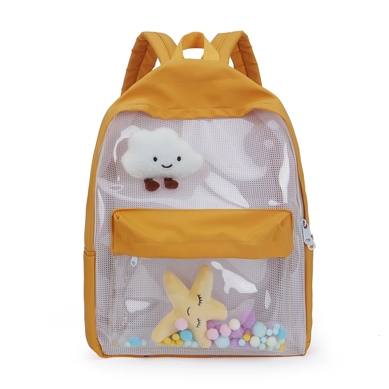 

Wholesale candy color waterproof cute shoulder knapsack daypack student book casual ita school girls clear pvc backpack, 5 colors