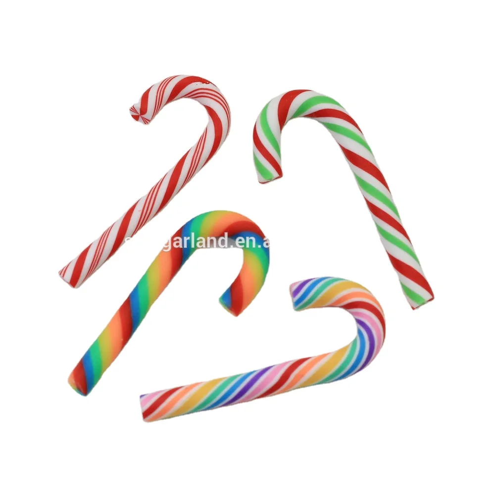 

Cute Kawaii Resin Flatback Cabochons Scrapbooking Home Christmas Decoration Clay Christmas Red White Candy Cane Craft
