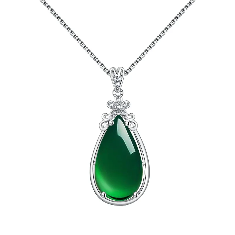 

GOLD&SILVER Island Silver color Emerald Pendant Necklace for Women Men Anillos Emerald Bizuteria Pierscionki Pendants Drop Ship