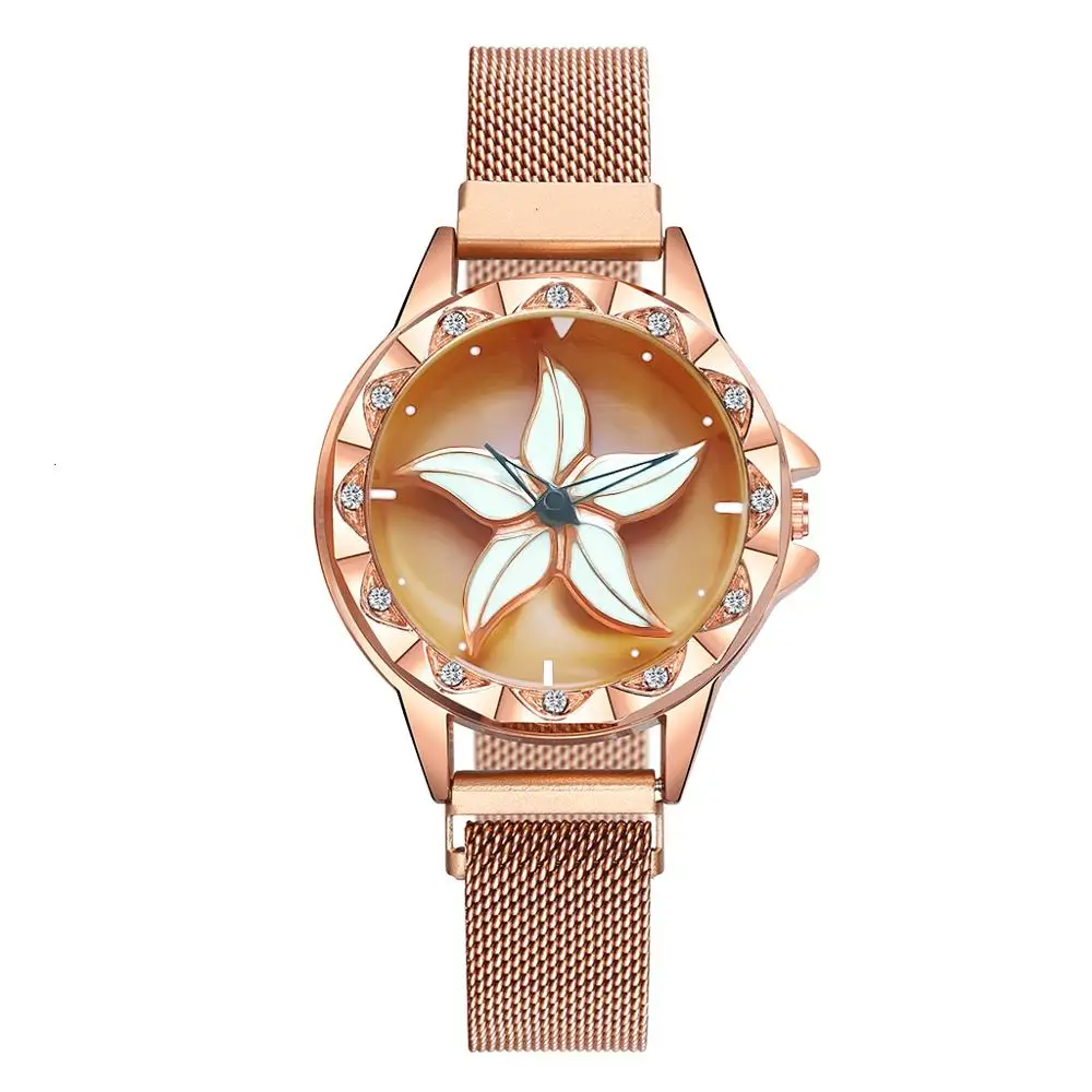2020 New woman Magnet Belt Watches Stylish Watch For Girls Rose Gold Rotating Dial Watch Montre Femme 2019