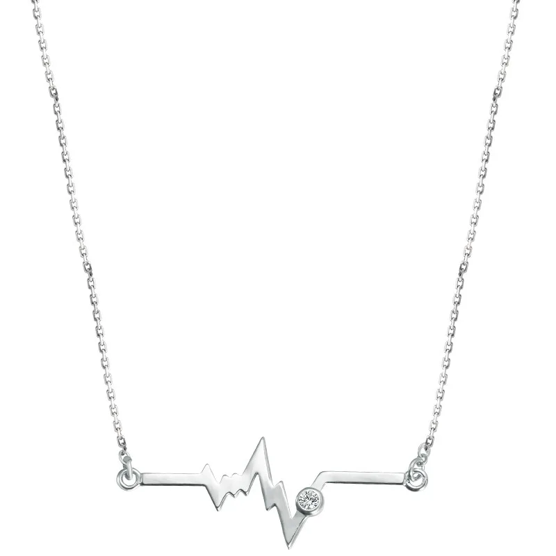 Popular 925 Sterling Silver Heartbeat Necklace for Women Fine Jewelry Wedding Party Birthday Gift