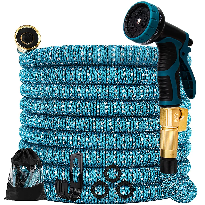 

High Quality 75 FT European Magic Expandable Pipe Water 9 Function Spray Nozzle Latex Garden hose, Black, green,red,blue,black grenn
