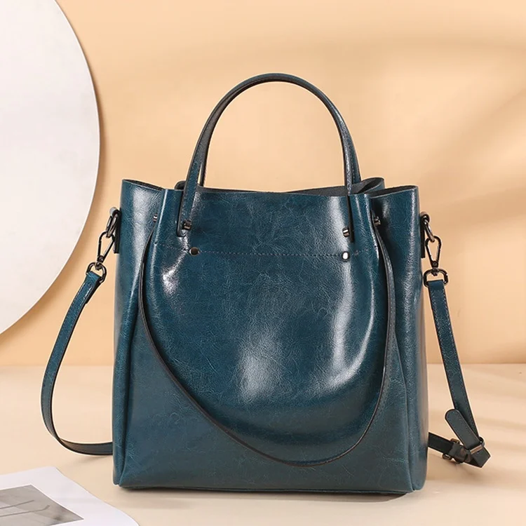 

Wholesale large size women cowhide leather crossbody handbags with top handle, Brown or customized color