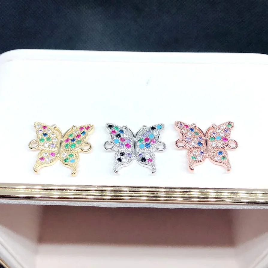 

Fashion Butterfly Shape Bracelet Connector Cubic Zirconia Micro Pave Charm Jewelry Component