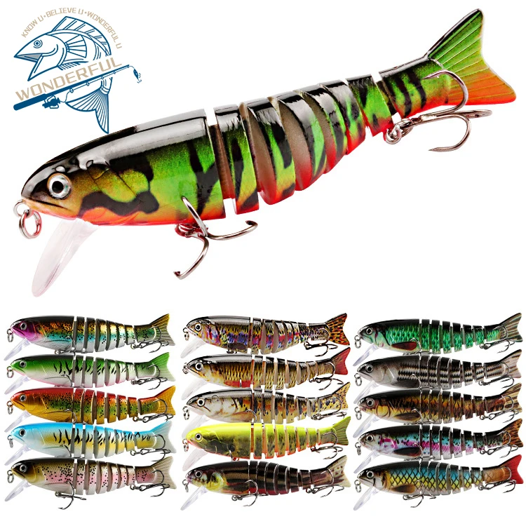 

5pcs 11cm 17g Artificial Hard 8 Segment Plastic Swimming Bait Wobbler Multi Jointed Fishing Lure Set With Box