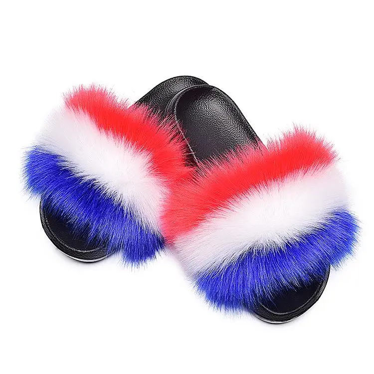 

Custom Logo Women slippers fur slides for women girls fur slides