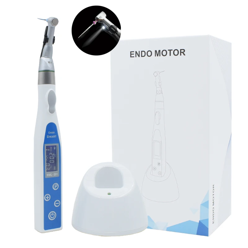 Dental LED Endo Motor 9 Modes with 16:1 Reduction Contra Angle Root Canal Therapy Instrument for Rotary Files