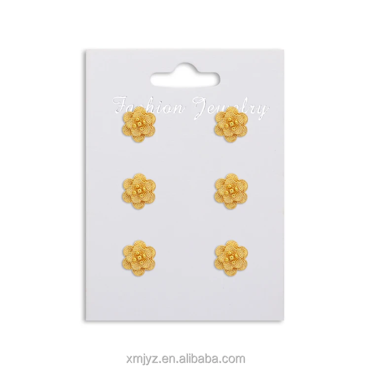 

European And American Retro 18K Gold-Plated Brass Design Niche Golden Flower Brass Earrings Earrings Wholesale