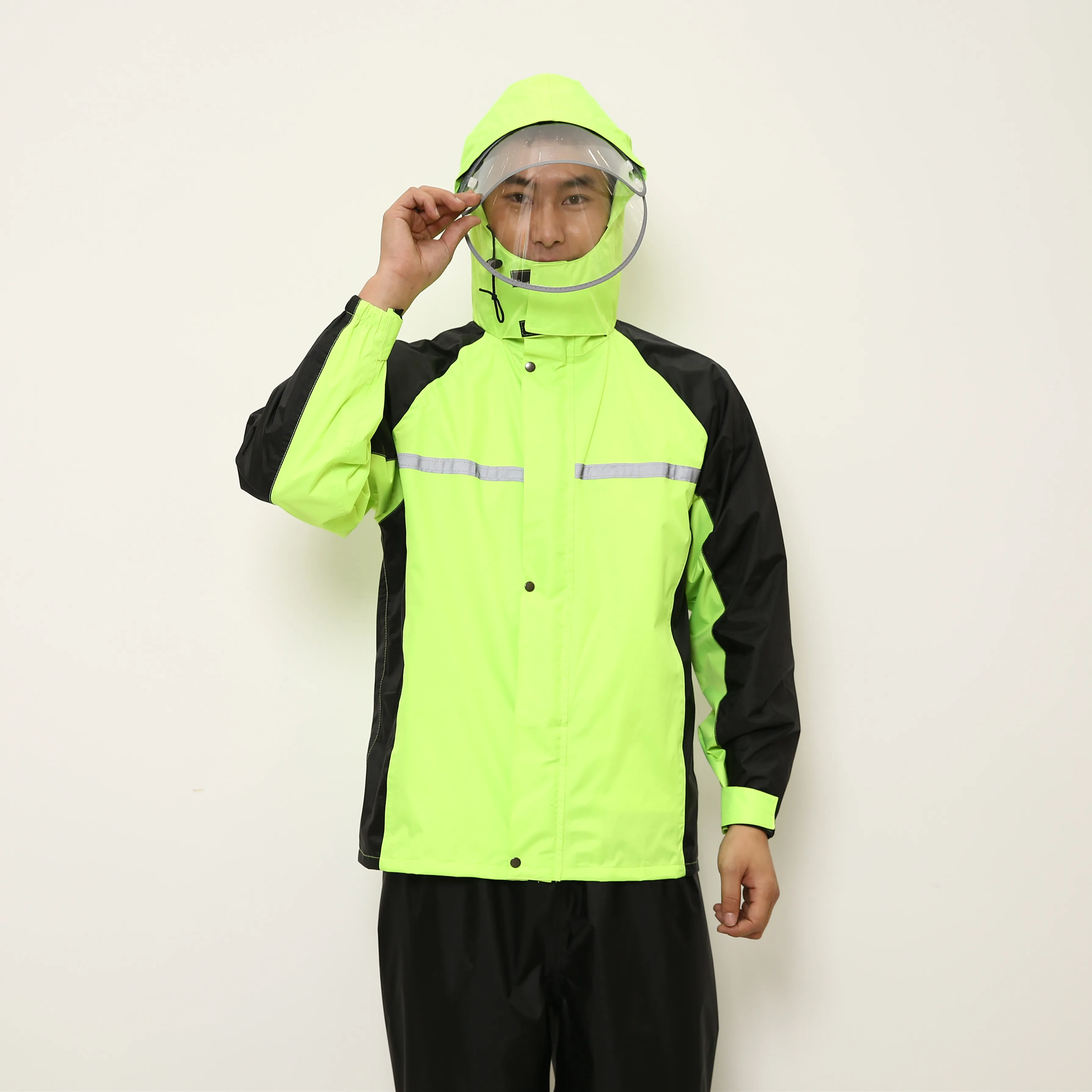 

OEM motorcycle waterproof raincoat waterproof men fashion raincoat, Fluorescent green, fluorescent orange, grass