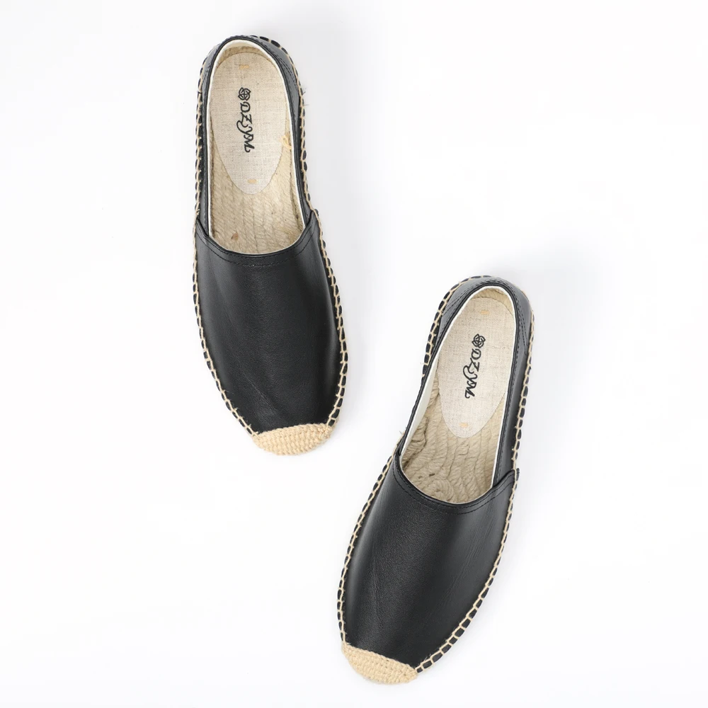 

Hot sale casual comfortable solid color leather shoes, cowhide flat shoes, leather women's shoes, Black