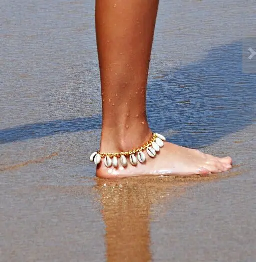 

Factory Direct Boho Puka Cowrie Shell Tassel Anklet Gold Silver Plated Metal Chain Anklet