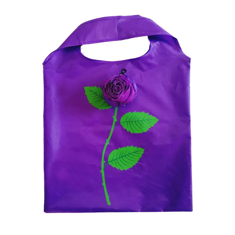 

2021 Wholesale rose design factory sale foldable nylon bags shopping bags foldable, Customized color