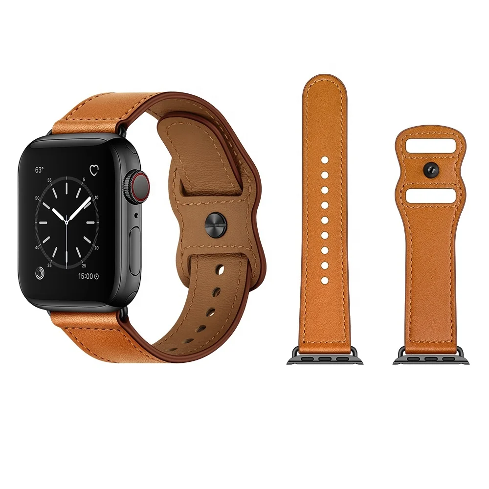 

Top Grain Genuine Leather Watch Band Watchband For Apple Series 3 4 5 6 SE Watch Straps