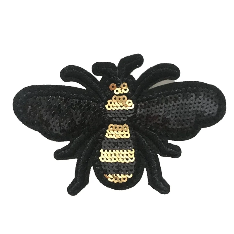 

Fashion little black bee Sequin patch dress embroidered Decal badge Sequin patch