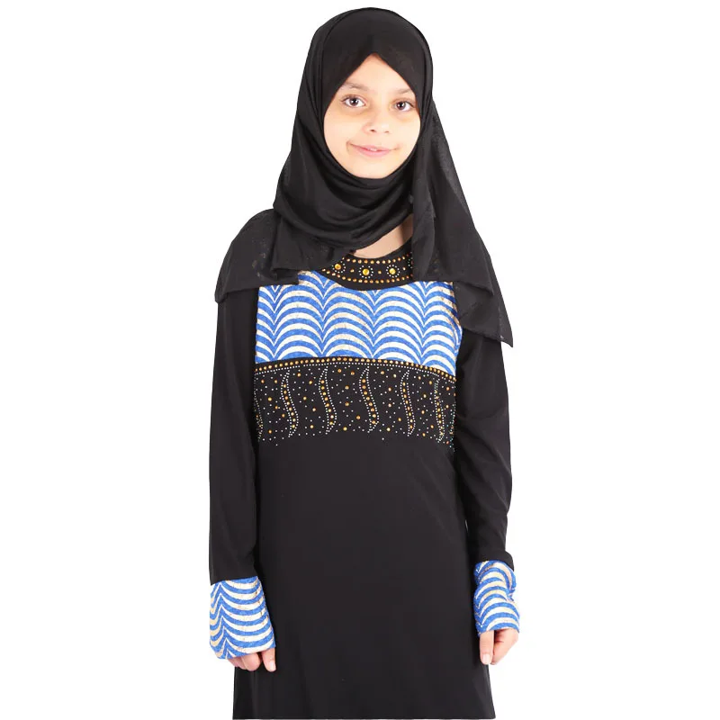 

2019 Fashion Crystal Shining Children Muslim Clothing Kids Girls Abaya For, Mixed colors