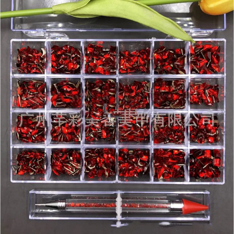 

2000 pcs/box* Brilliant red Rhombus Charm Charms Jewelry AB Diamond nail Stone 20 types*100 Nail Art Flat-back 12 mm Rhinestones, Colorful