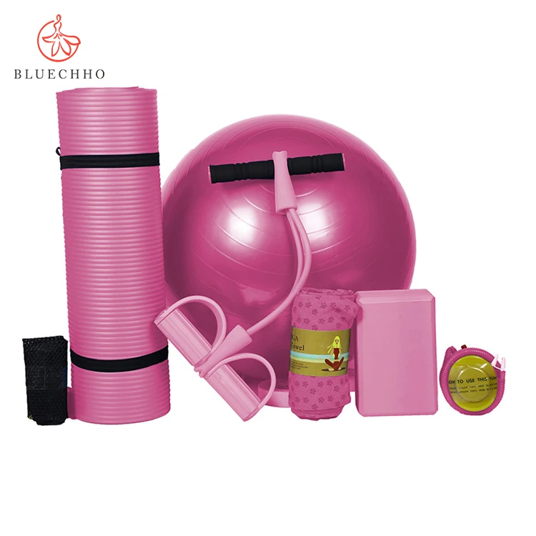 

Yoga Mat Set Gym Pilates Yoga set with Towel Block and Yoga Ball