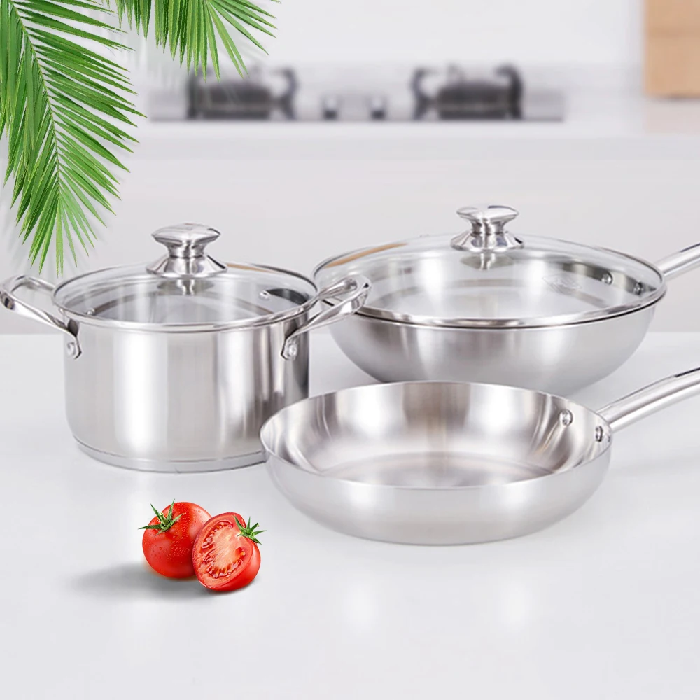 

Professional Wok Soup Pots Frying Pans Non Stick Thickened Cooking Cookware Sets Stainless Steel Kitchenware