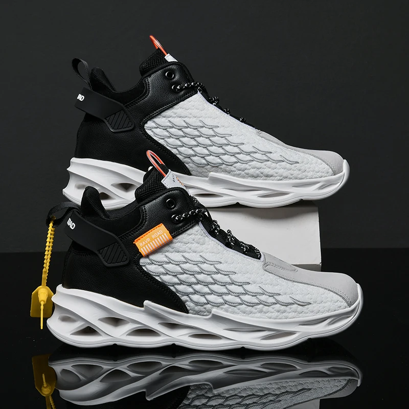 

2020 New Mesh Breathable Fashion Running Casual Sport Shoes Men Sneaker For Man Leisure Hot size 46 Blade Bottom Summer Tenis, White and grey,black,white and black