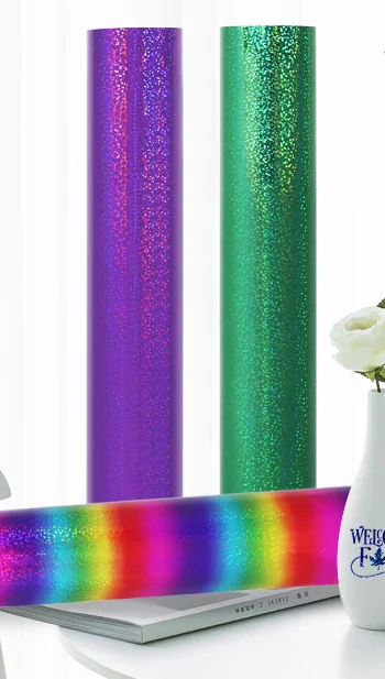 waterproof sparkle holographic rainbow permanent self adhesive vinyl