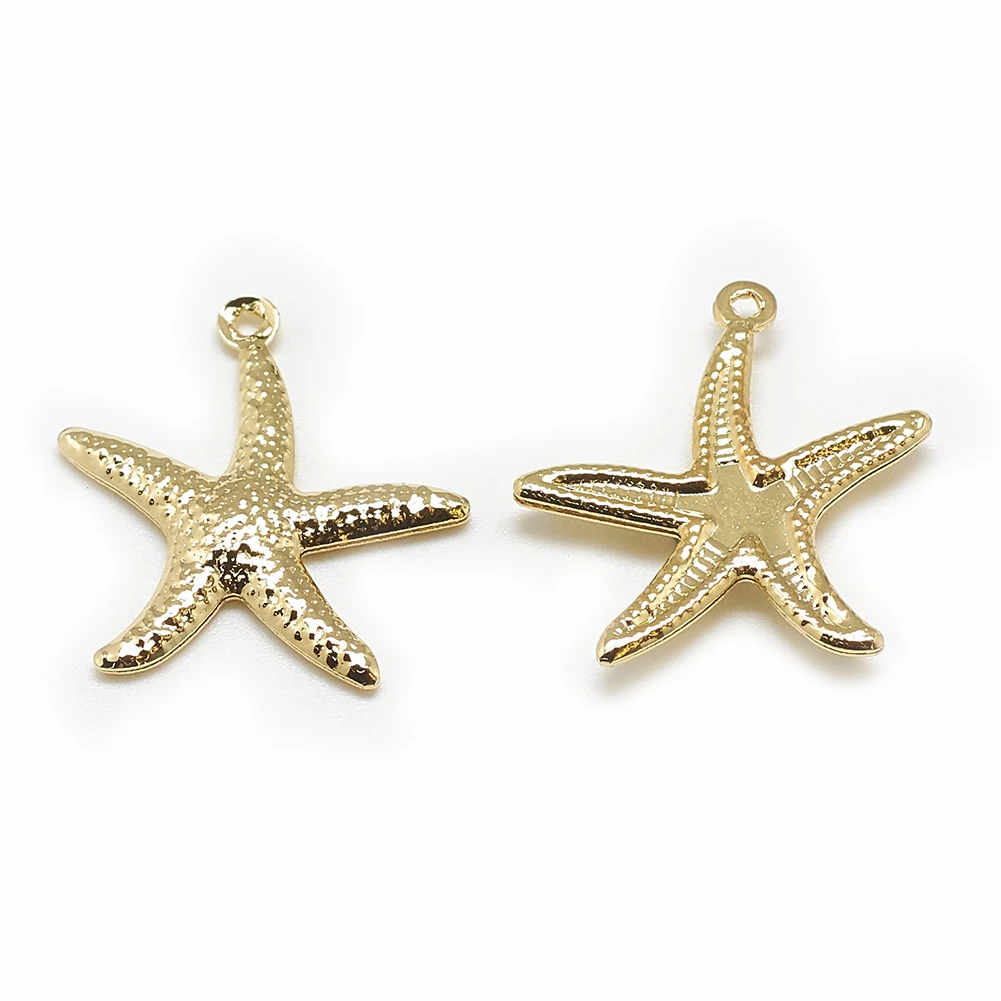 

Pandahall Starfish Real 18K Plated Jewelry Brass Pendants, 18k real gold plated